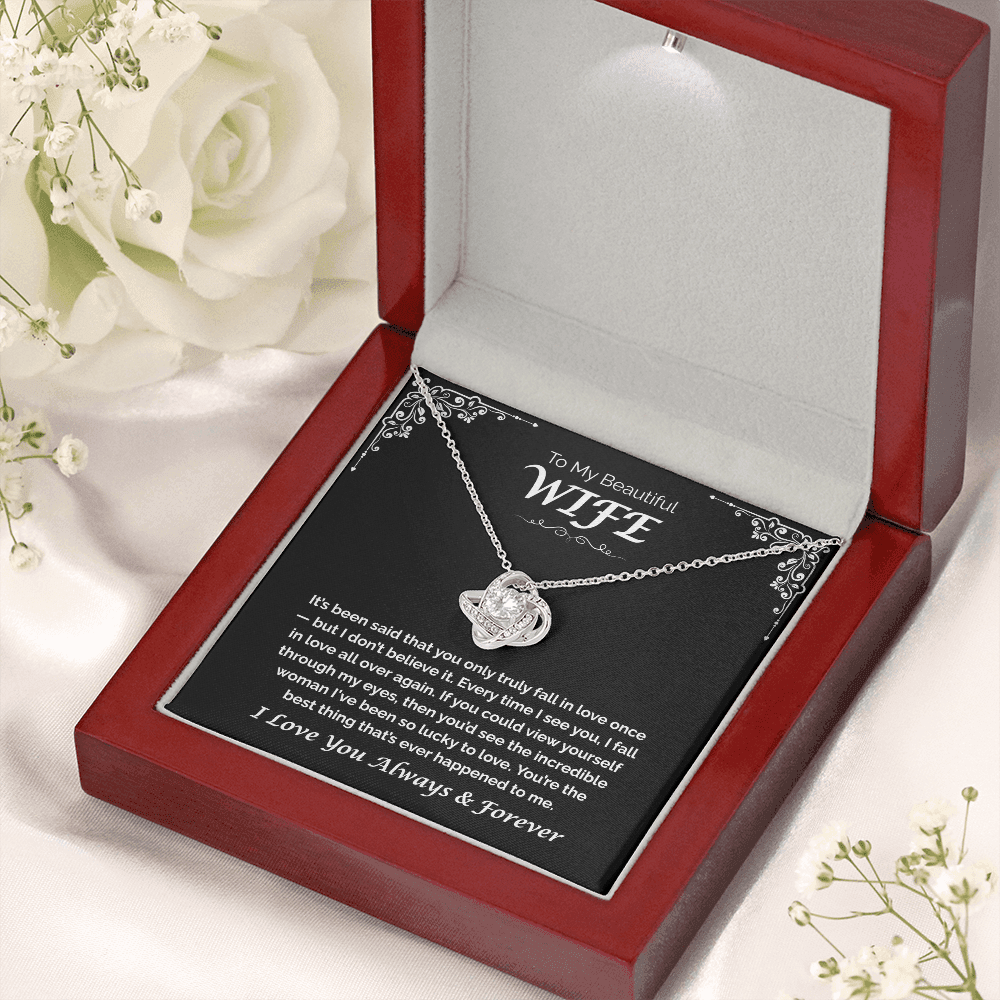 To My Beautiful Wife, My Love—Again and Again, Love Knot Necklace