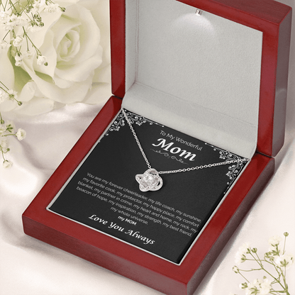 To My Wonderful Mom — My Heart, My Home, Love Knot Necklace