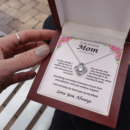 To My Amazing Mom — You Will Always Be My Home, Love Knot Necklace