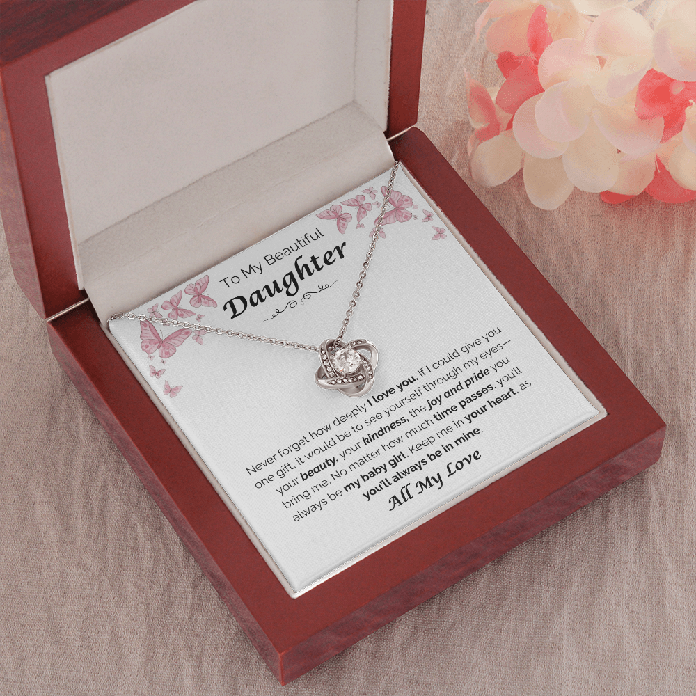 To My Beautiful Daughter — The Joy You Bring, Love Knot Necklace