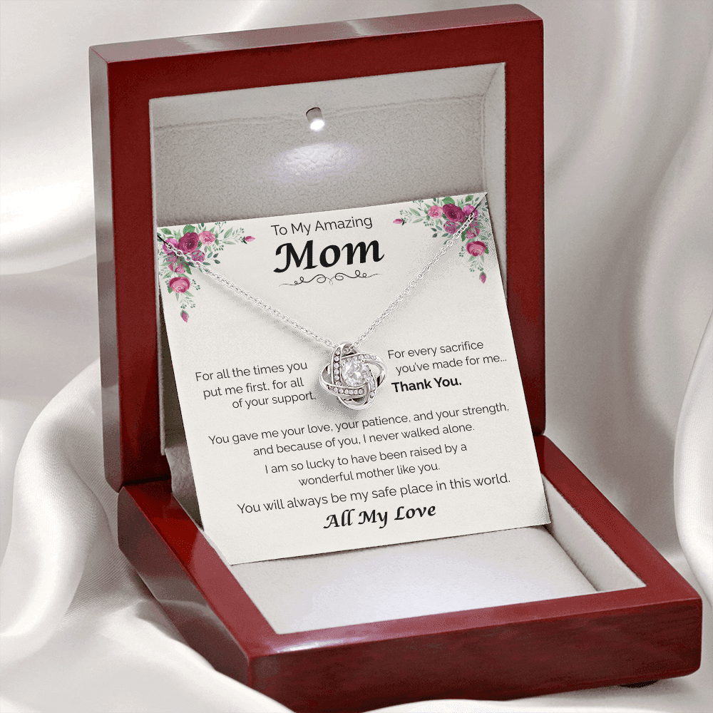 To My Amazing Mom — All the Love You've Given, Love Knot Necklace