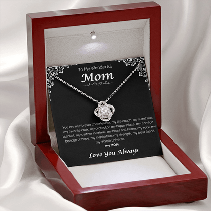 To My Wonderful Mom — My Heart, My Home, Love Knot Necklace