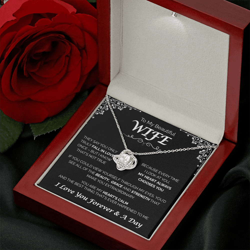 To My Beautiful Wife - My Heart Always Chooses You, Love Knot Necklace
