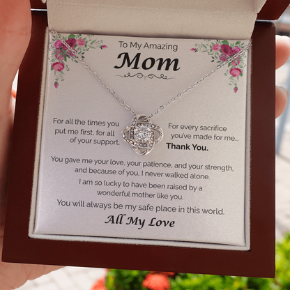 To My Amazing Mom — All the Love You've Given, Love Knot Necklace