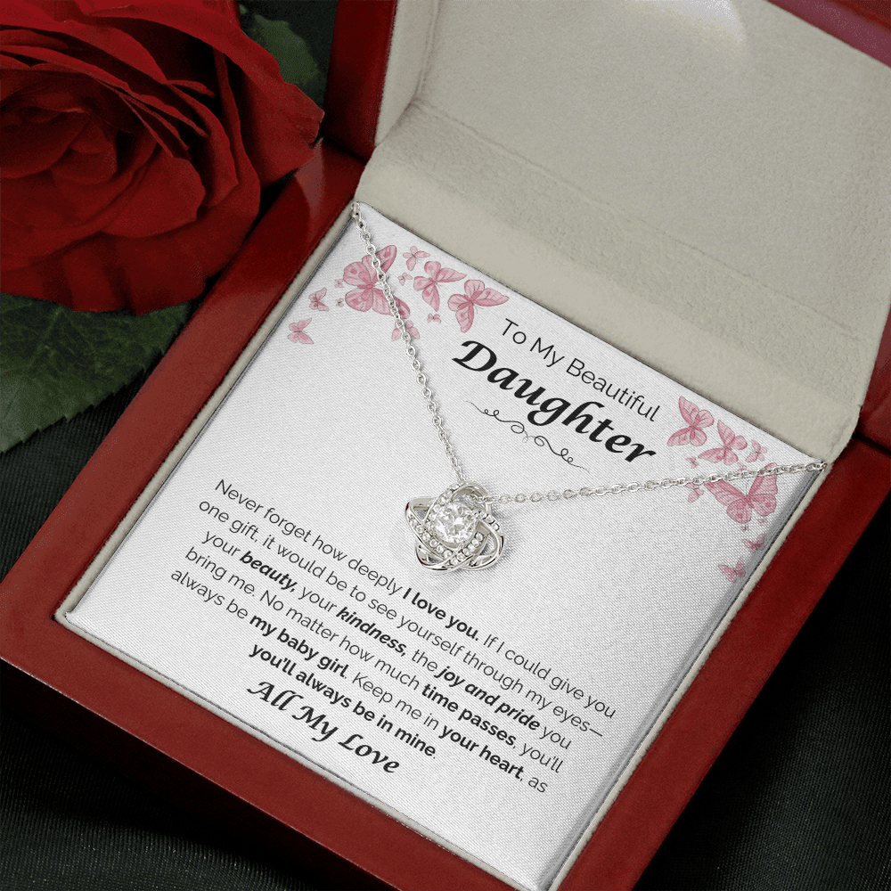 To My Beautiful Daughter — The Joy You Bring, Love Knot Necklace