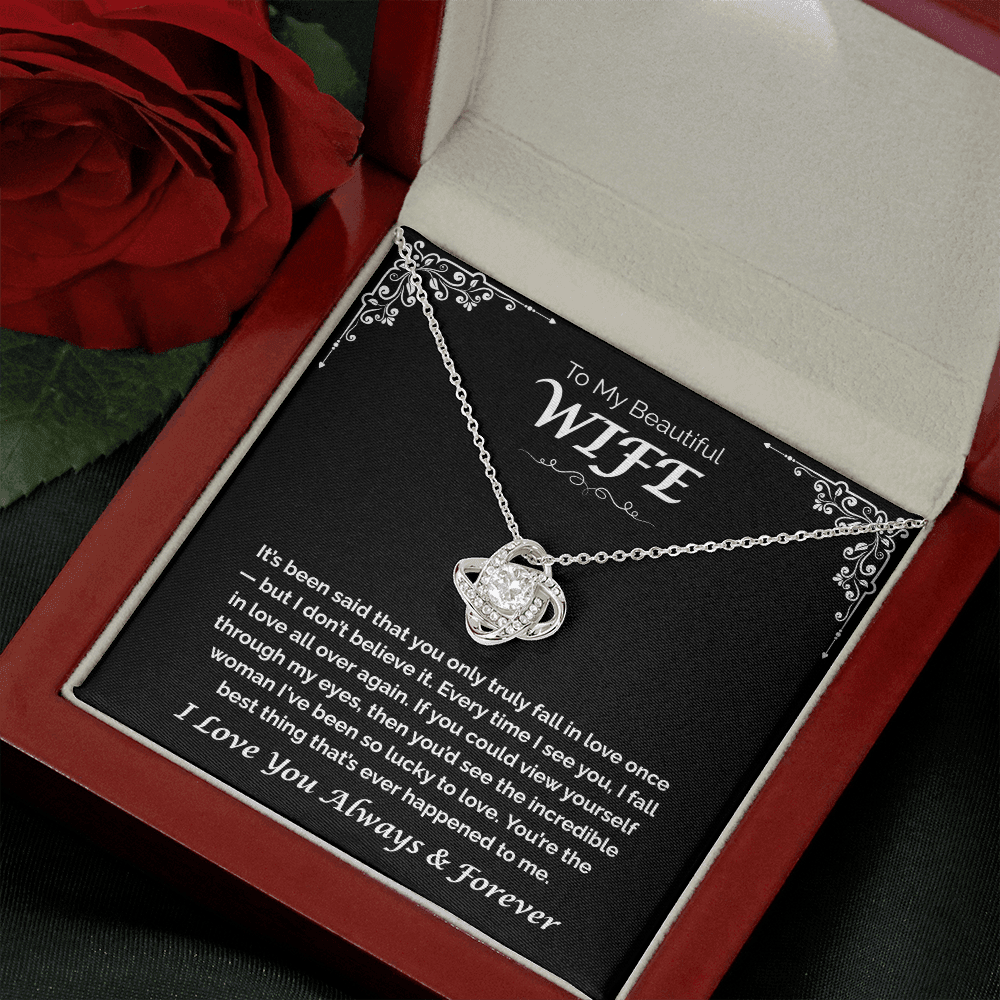 To My Beautiful Wife, My Love—Again and Again, Love Knot Necklace