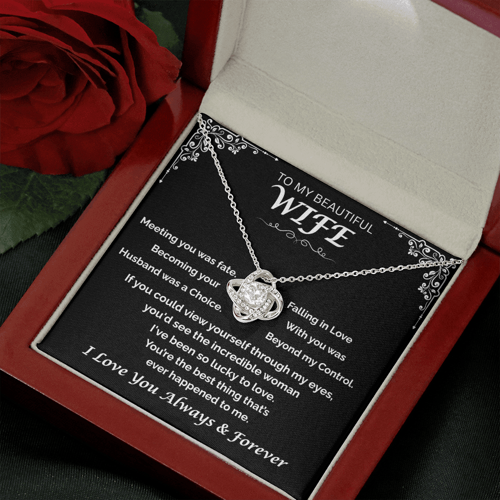 To My Beautiful Wife —Destined to Love You, Love Knot Necklace
