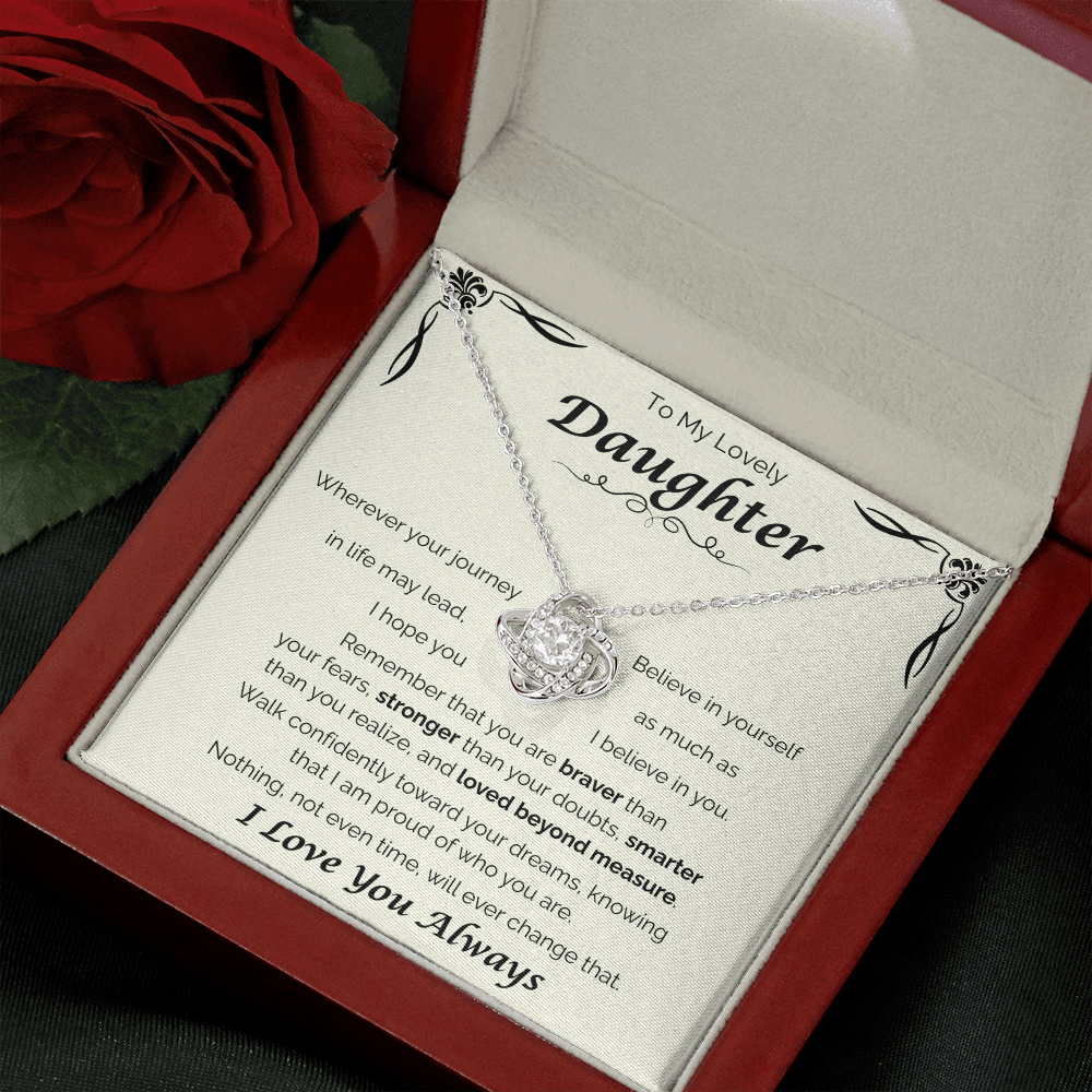 To My Lovely Daughter — Loved Beyond Measure, Love Knot Necklace