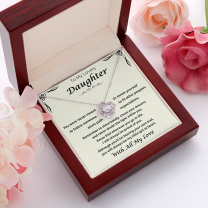 To My Lovely Daughter — Shine Boldly, Love Knot Necklace