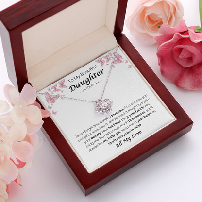 To My Beautiful Daughter — The Joy You Bring, Love Knot Necklace
