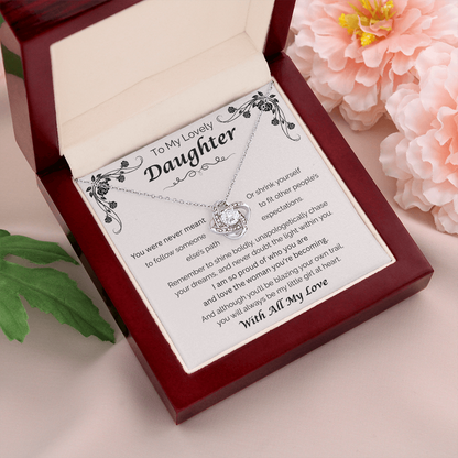 To My Lovely Daughter — Blaze Your Own Trail, Love Knot Necklace