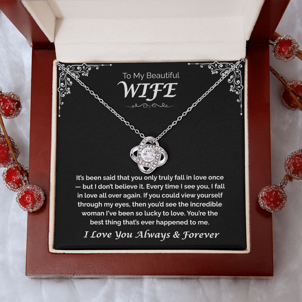 To My Beautiful Wife, My Love—Again and Again, Love Knot Necklace
