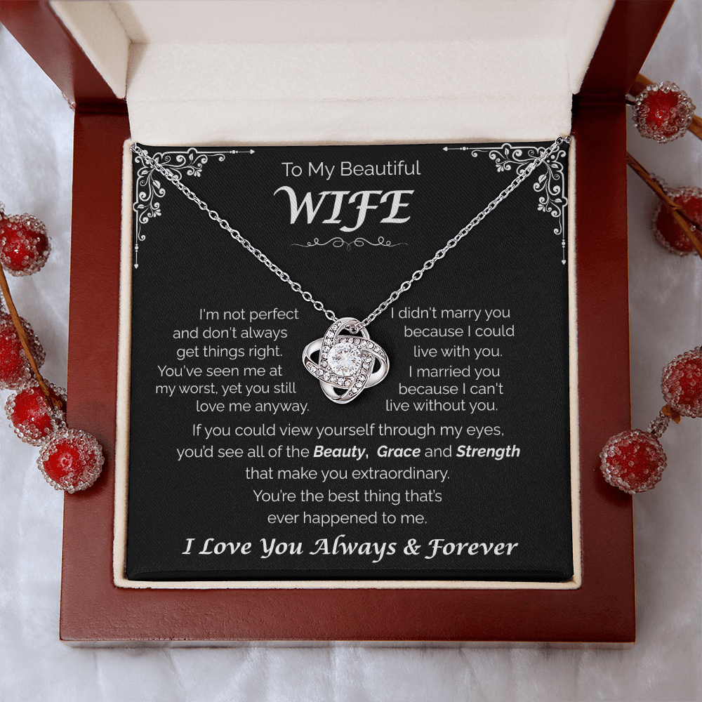 To My Beautiful Wife —You're So Amazing, Love Knot Necklace