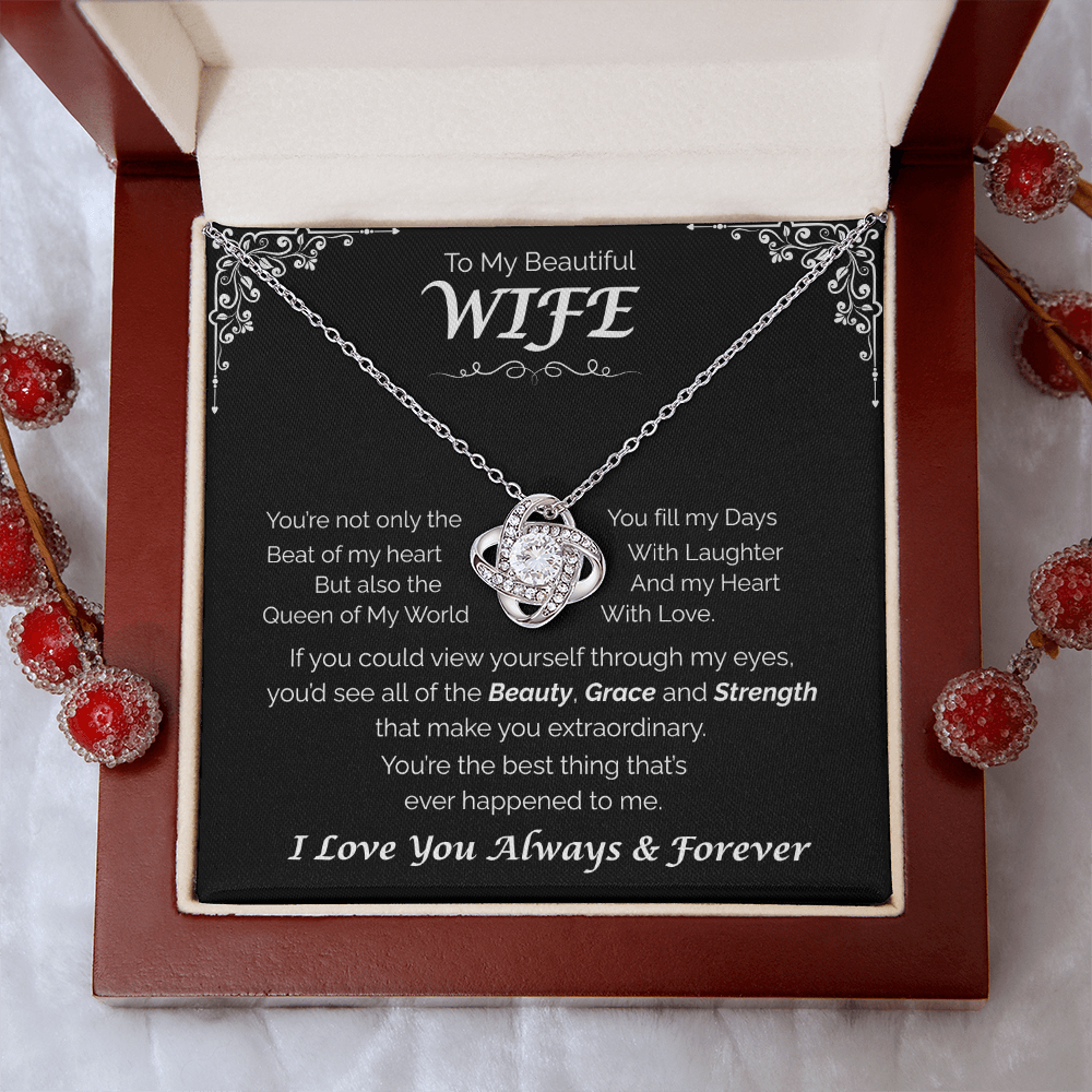 To My Beautiful Wife — Fill My Heart with Love, Love Knot Necklace