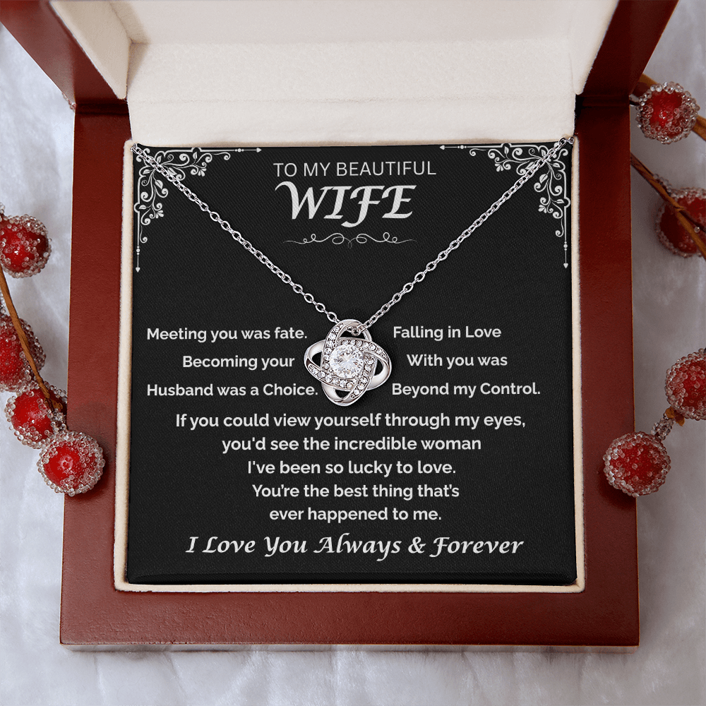 To My Beautiful Wife —Destined to Love You, Love Knot Necklace