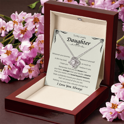 To My Lovely Daughter — Loved Beyond Measure, Love Knot Necklace