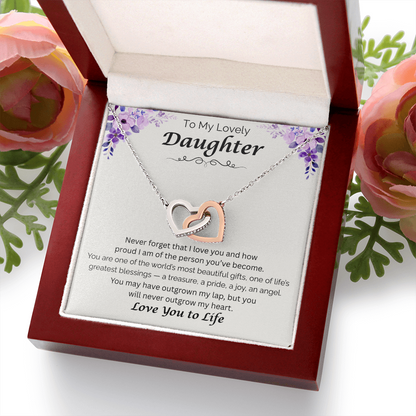 To My Lovely Daughter  — My Greatest Blessing, Interlocking Love Necklace