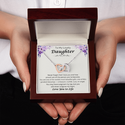 To My Lovely Daughter  — My Greatest Blessing, Interlocking Love Necklace