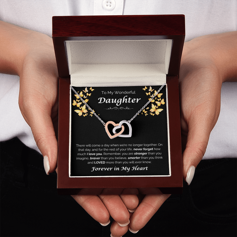 To My Wonderful Daughter — The Love I Have for You, Interlocking Hearts Necklace