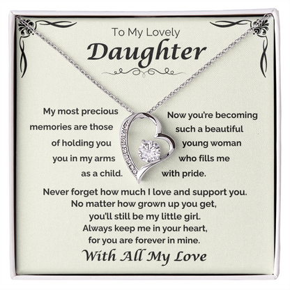 To My Lovely Daughter — Still My Little Girl, Forever Love Necklace
