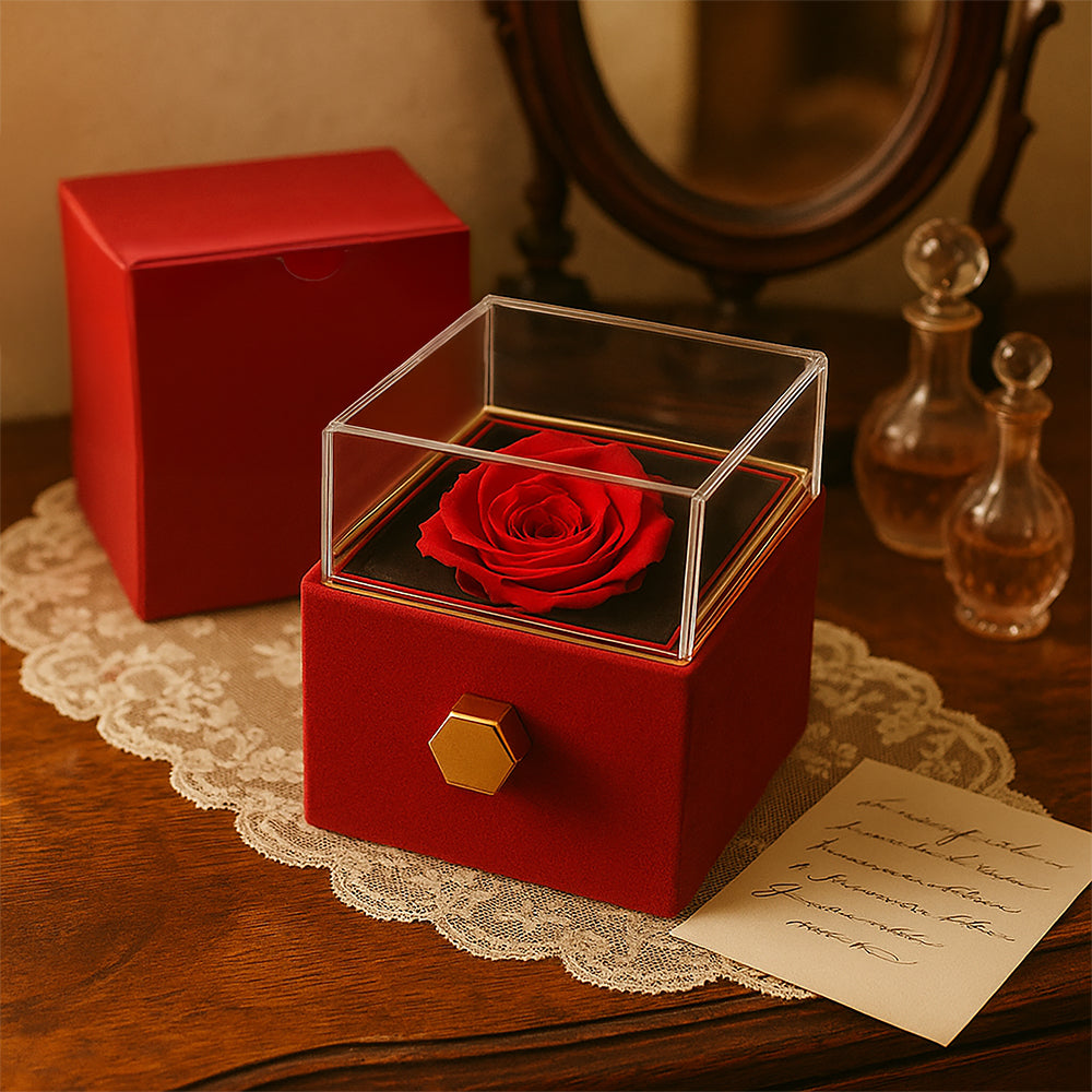 To My Beutiful WIfe - Queen of My World, Rotating Rose with Love Knot Necklace